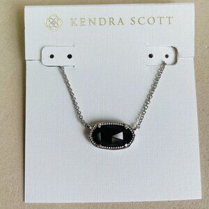 Kendra Scott Elisa Black Silver Pendant Necklace